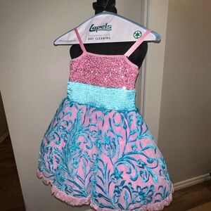 Sparkling Pink and Blue Kids Formal Dress